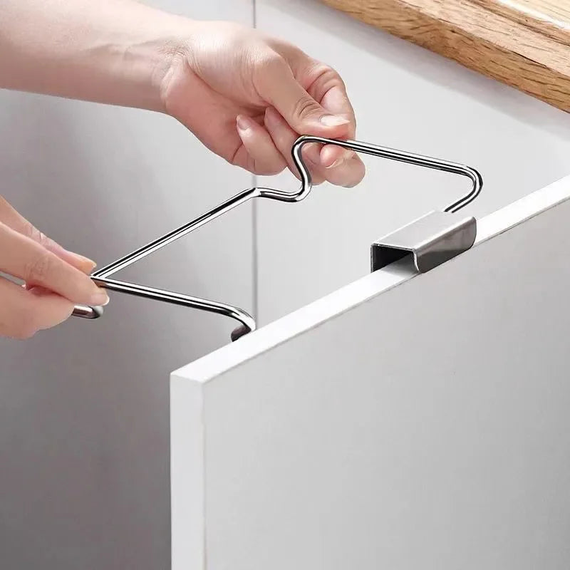 Stainless Steel Trash Bag Holder Cabinet Door Mount Rack Cabinet Door Organizer Nixie