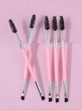 5PCS Pink Double-Ended Mascara & Eyebrow Brush Set Eye Makeup Brush Nixie Pink