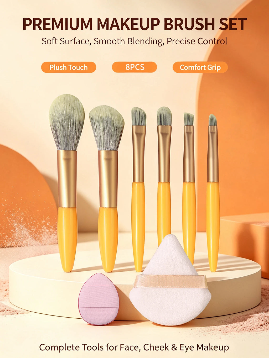 8-Piece Mini Makeup Brush Set – Foundation, Blush & Eye Shadow Makeup Brush Set Nixie