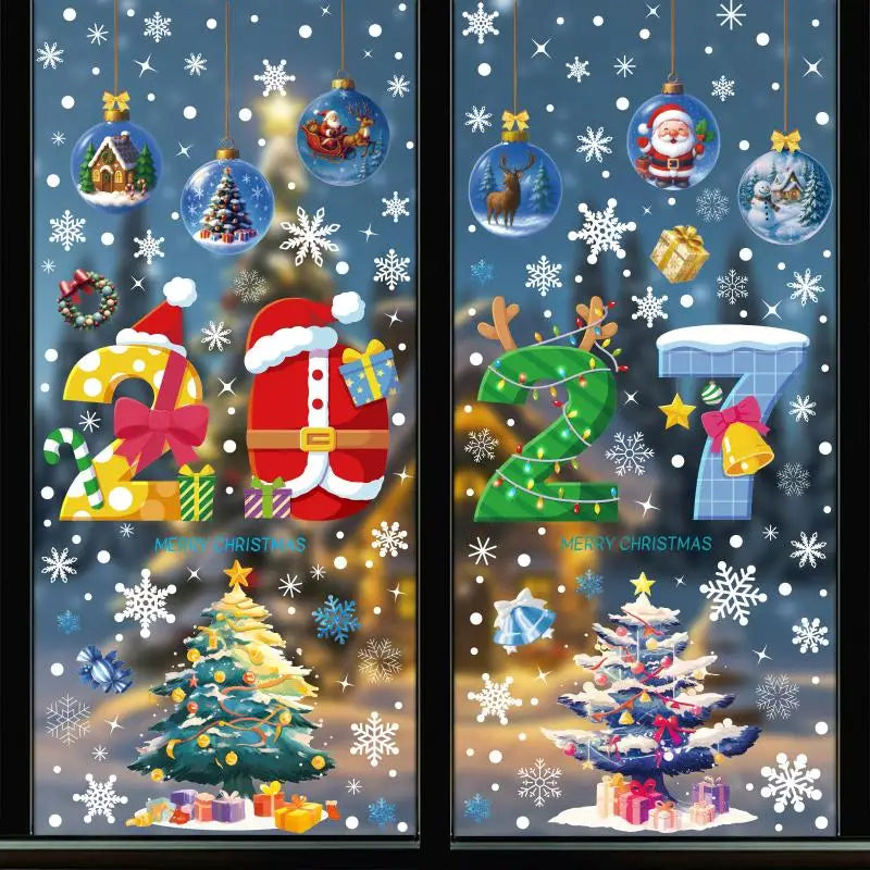 2027 Christmas Window Stickers – 4/5 Sheets Xmas Decals Christmas Window Decals Nixie