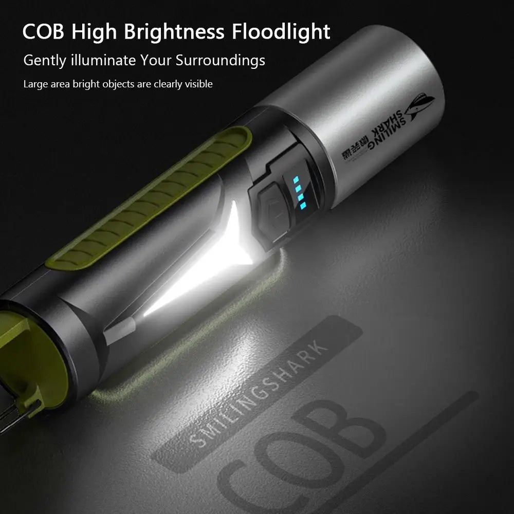 Rechargeable Mini LED Flashlight COB Side Light Zoomable Torch