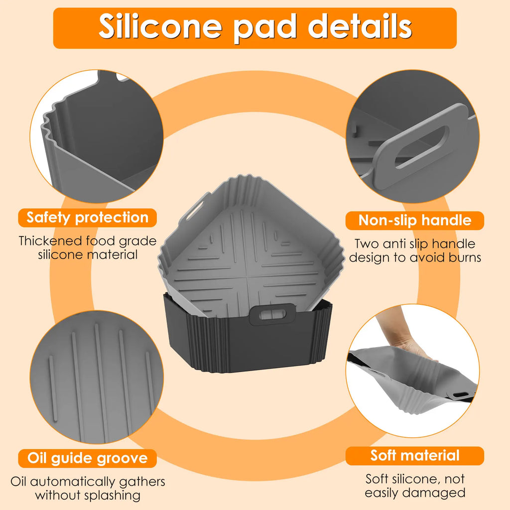 Silicone Air Fryer Liner – Reusable Square Baking Pan Tray Air Fryer Liner Nixie