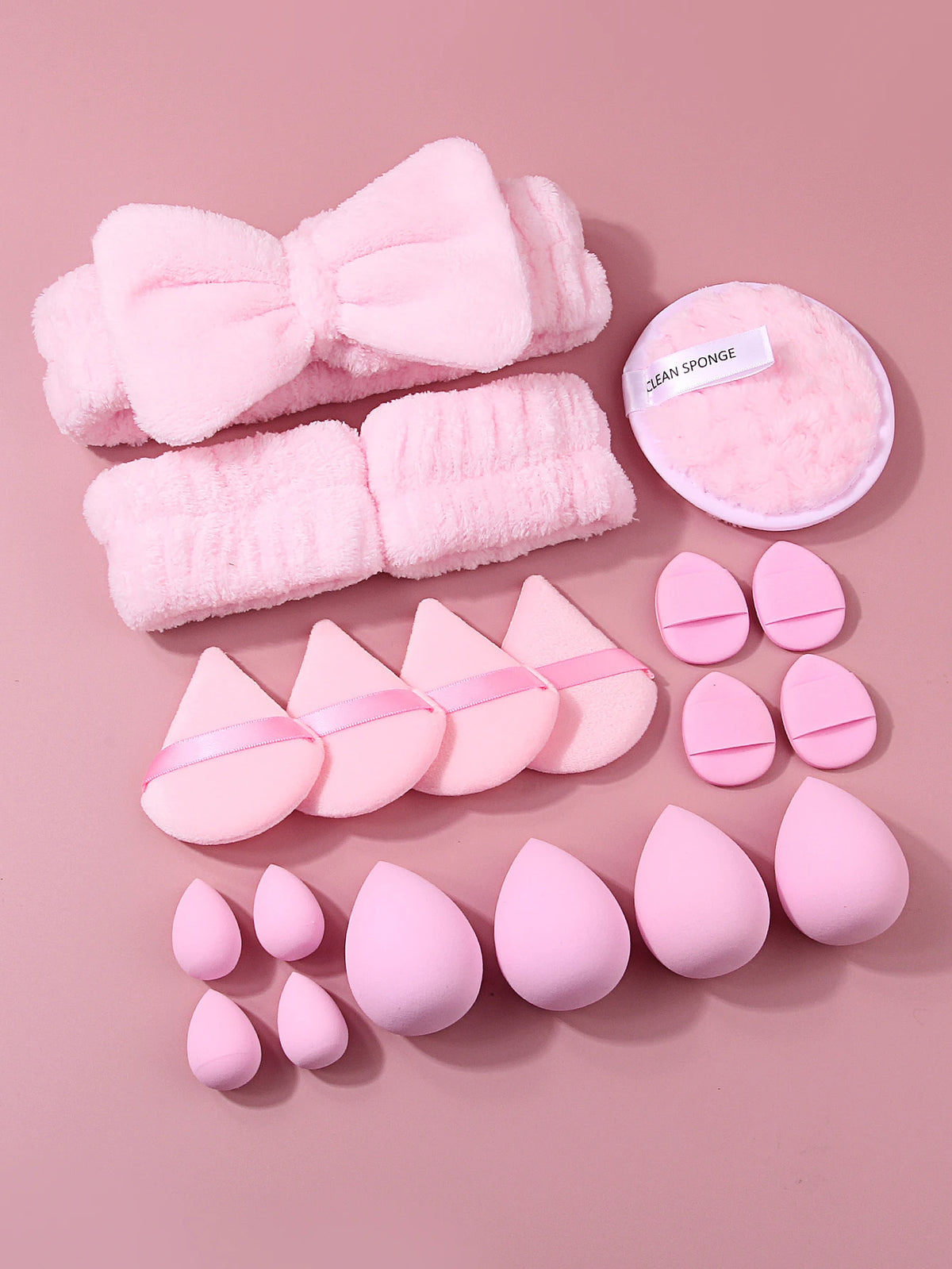 20-Piece Makeup Sponge Set – Blenders, Puffs & Headband Makeup Sponge Set Nixie