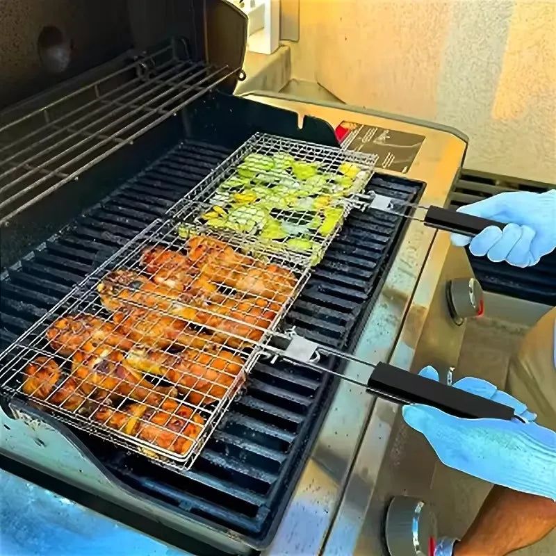 BBQ Grill Basket – Heavy Duty Stainless Steel Barbecue Turner