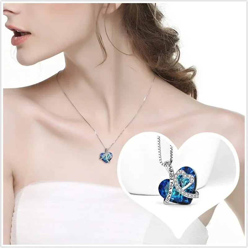 Silver Heart Zircon Pendant Necklace – I Love You Forever Pendant Necklace Nixie