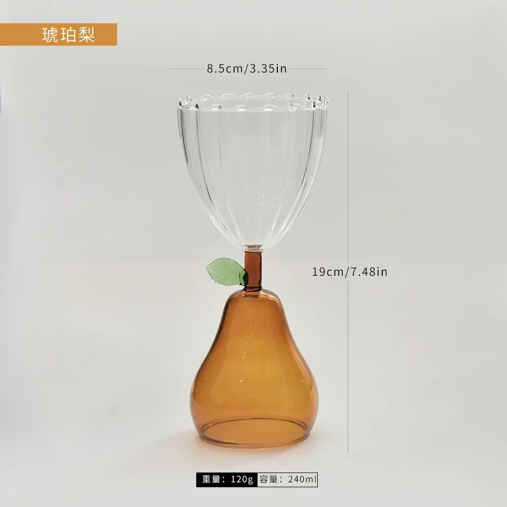 Nordic Ripple Colored Glass Set – Wine, Cocktail & Champagne Colored Glassware Set Nixie amber pear 200-300ml