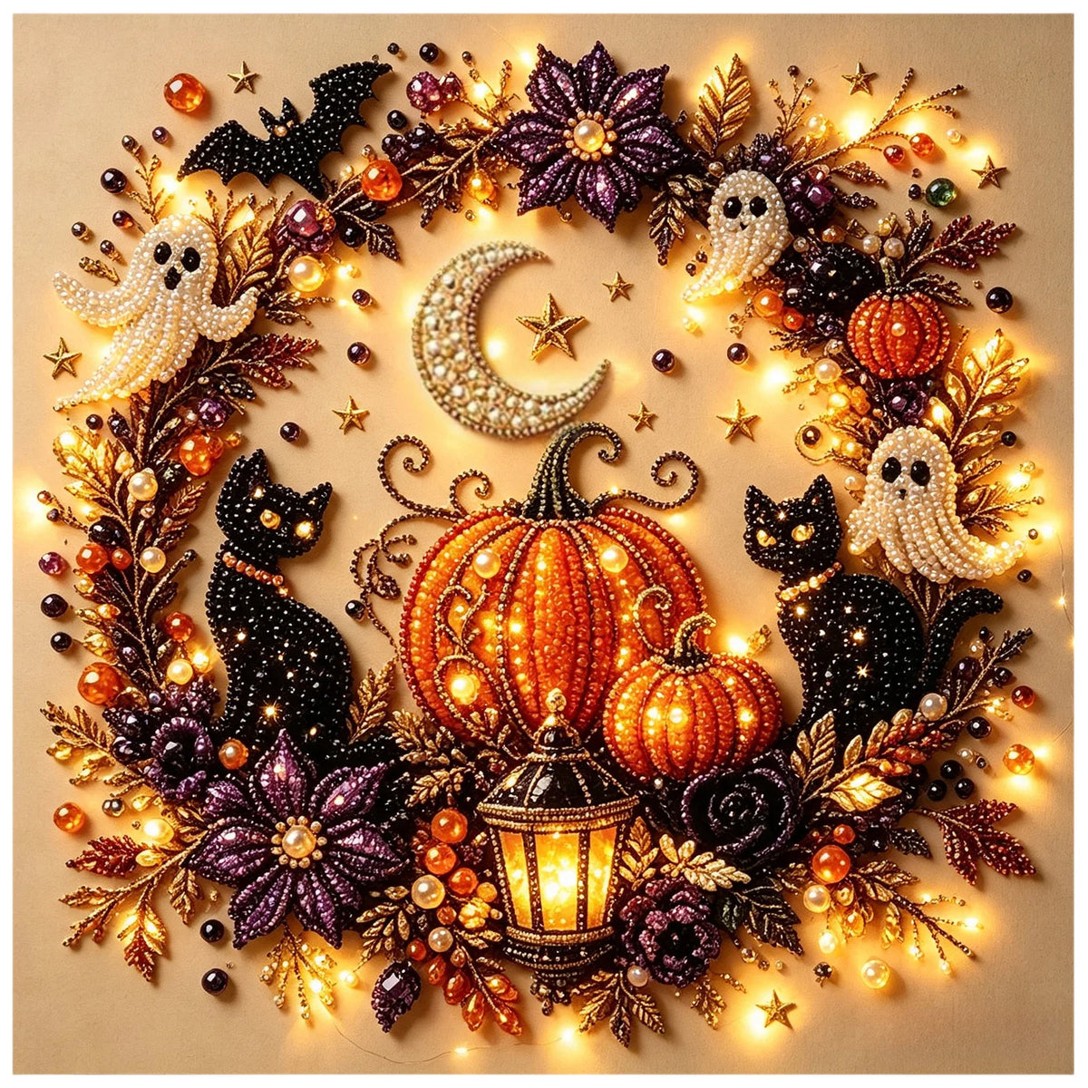 Halloween 3D Diamond Painting DIY Kit – Ghost & Pumpkin Pearl Art