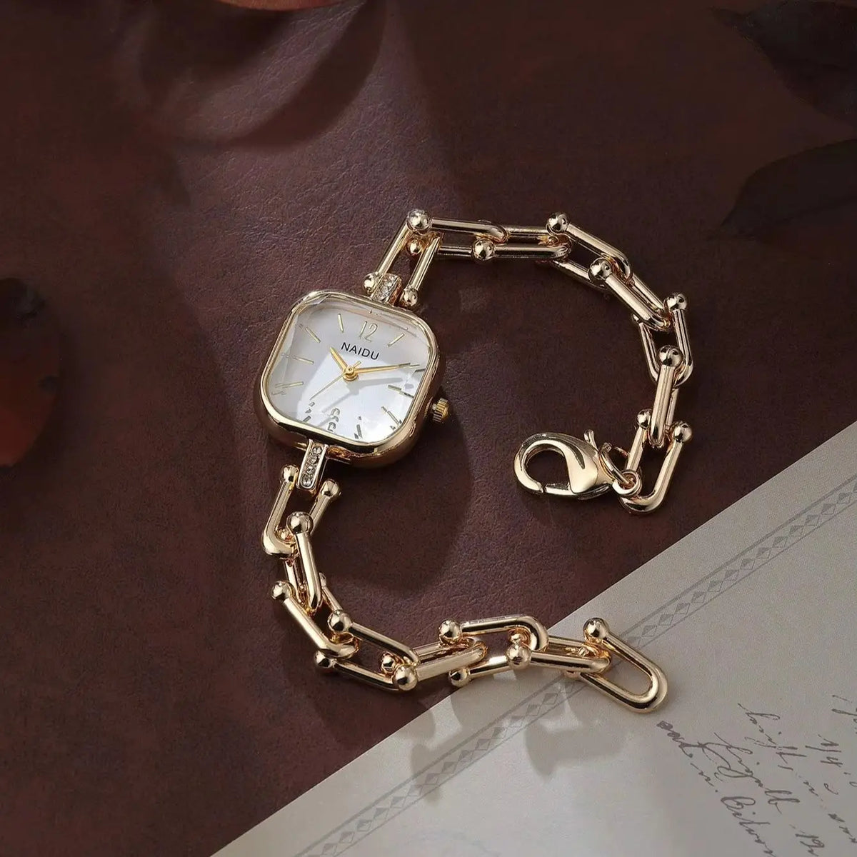 Gold Bohemian Retro Women's Quartz Watch – Roman Numeral Women's Fashion Watch Nixie WHITE