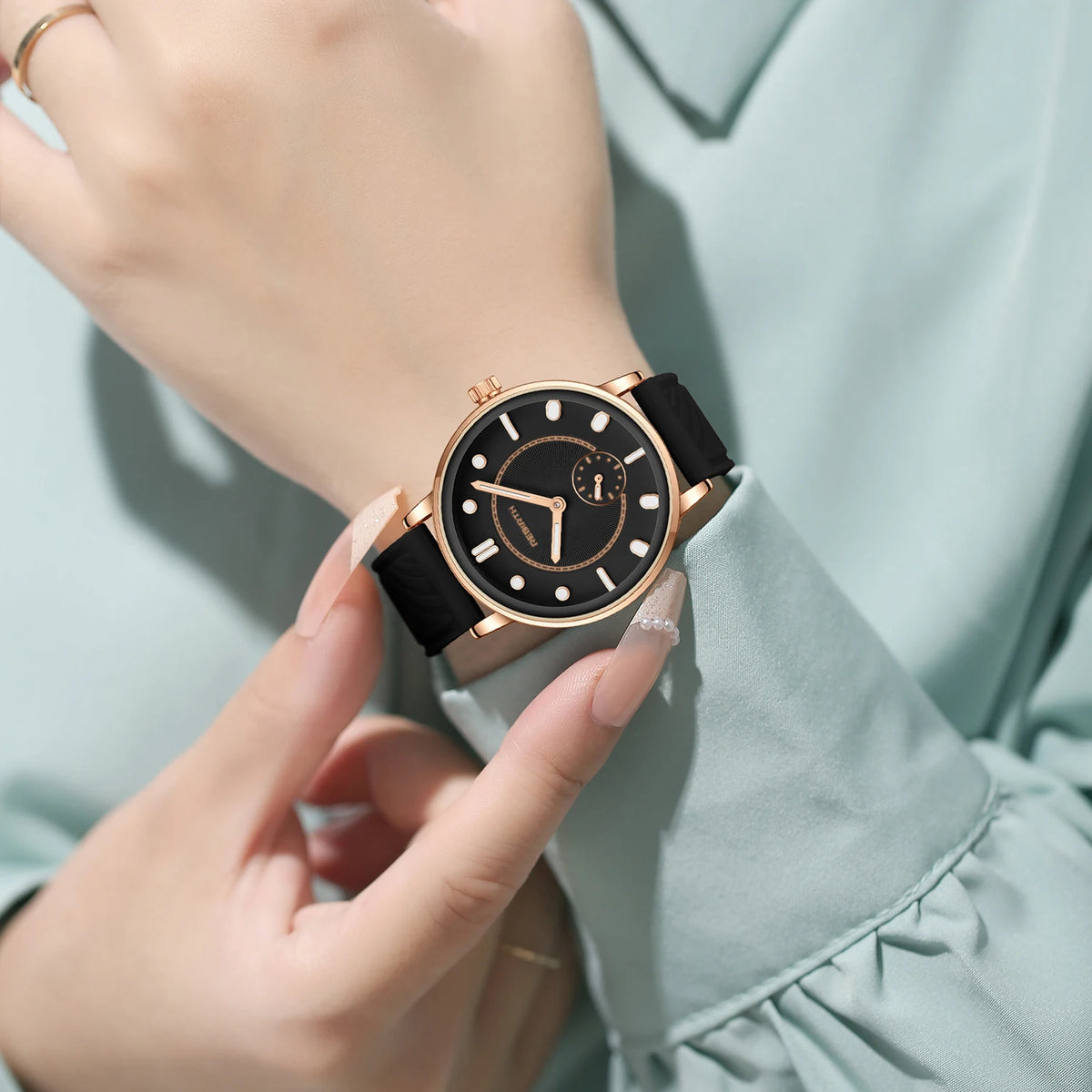 REBIRTH Cute Silicone Strap Quartz Watch – Minimalist Style Silicone Strap Watch Nixie