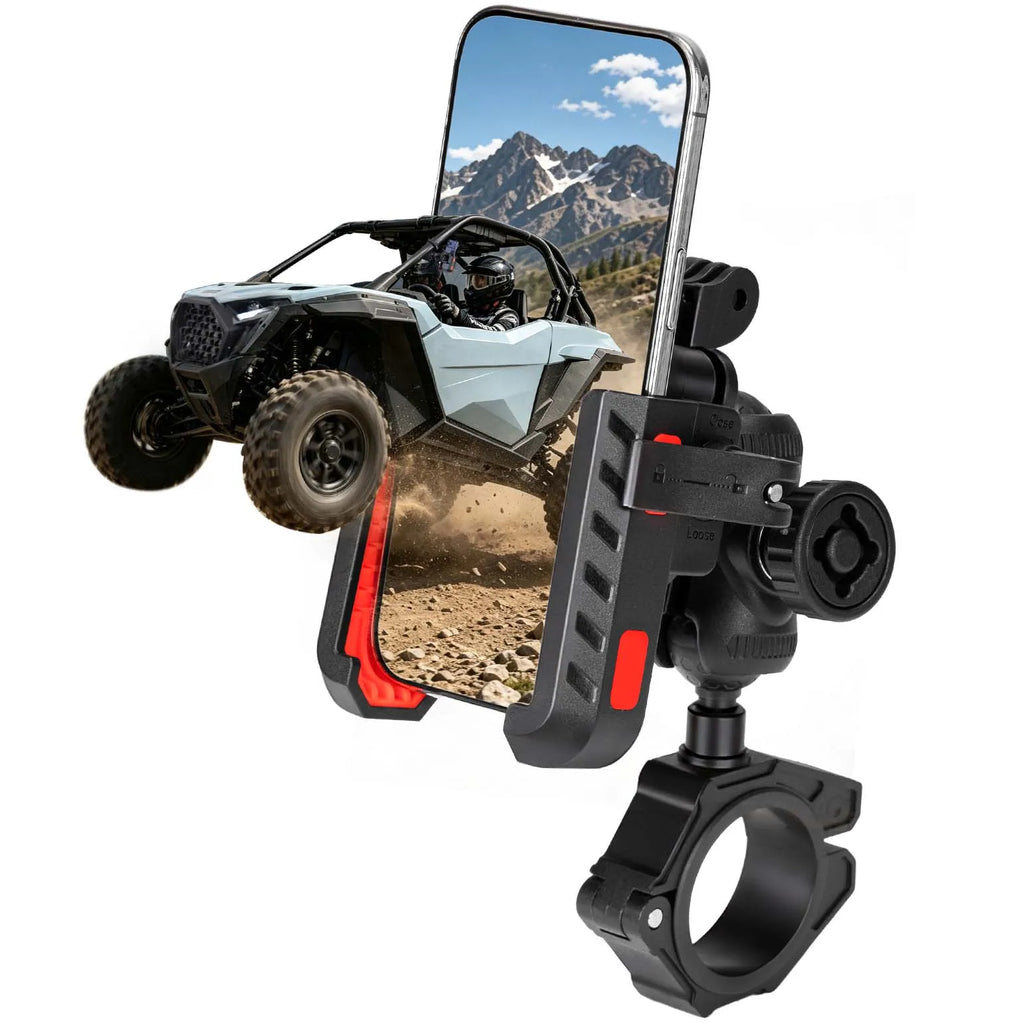UTV Phone Mount Anti-Vibration CNC Aluminum 1.75"–2" Roll Bar UTV Phone Mount Nixie