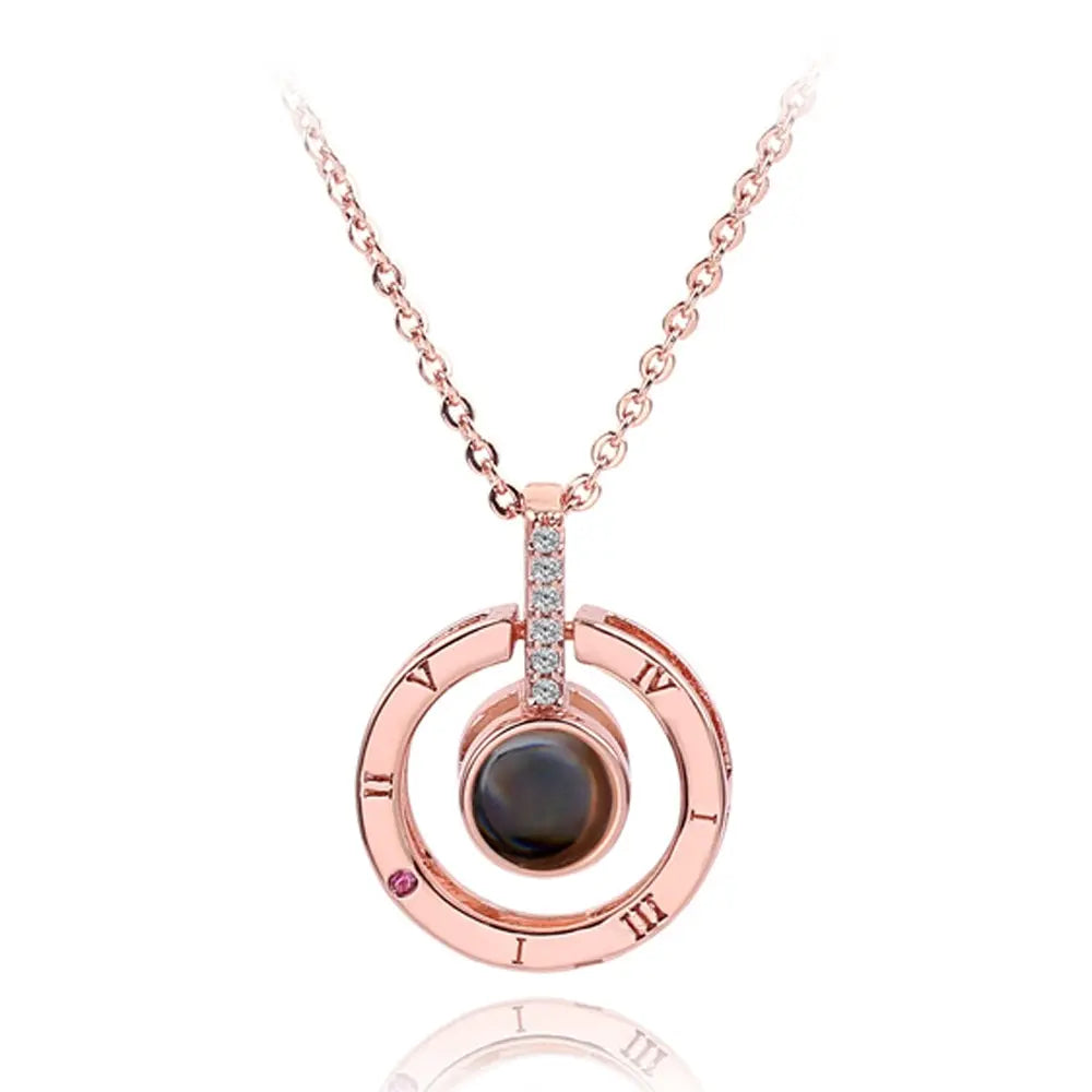 2pcs I Love You 100 Languages Projection Pendant Necklace Set Pendant Necklace Set Nixie