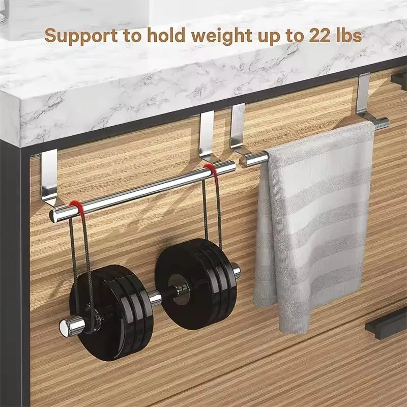 No-Drill Stainless Steel Towel Bar Door Hanging Storage Rack