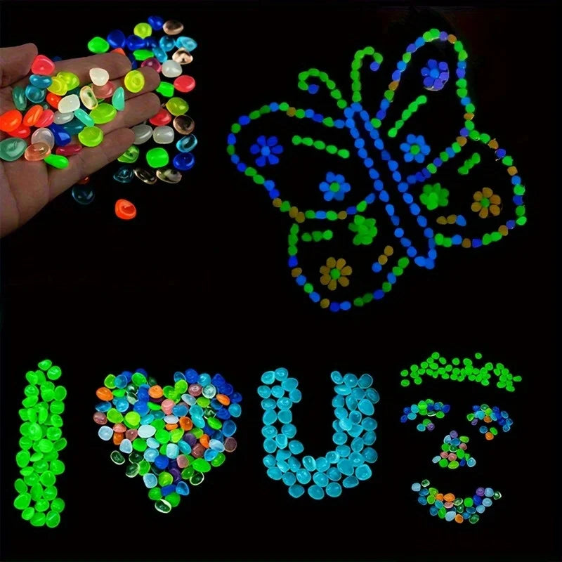 100pcs Glow in the Dark Pebbles for Garden & Flower Pot Decor Decorative Garden Pebbles Nixie