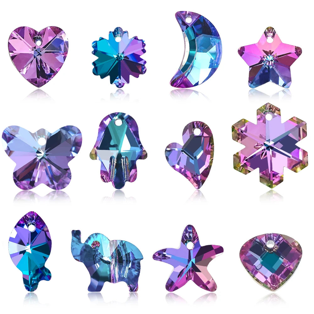 10Pcs Violet Crystal Glass Charm Beads for DIY Jewelry Making Glass Jewelry Beads Nixie