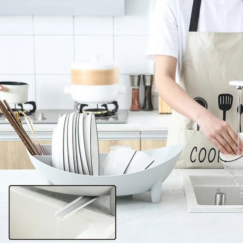 Countertop Dish Drying Rack with Drainage & Utensil Holder