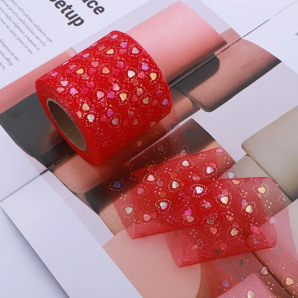 25 Yards Heart-Shaped Tulle Organza Ribbon 6CM for DIY Crafts Craft Ribbon Roll Nixie