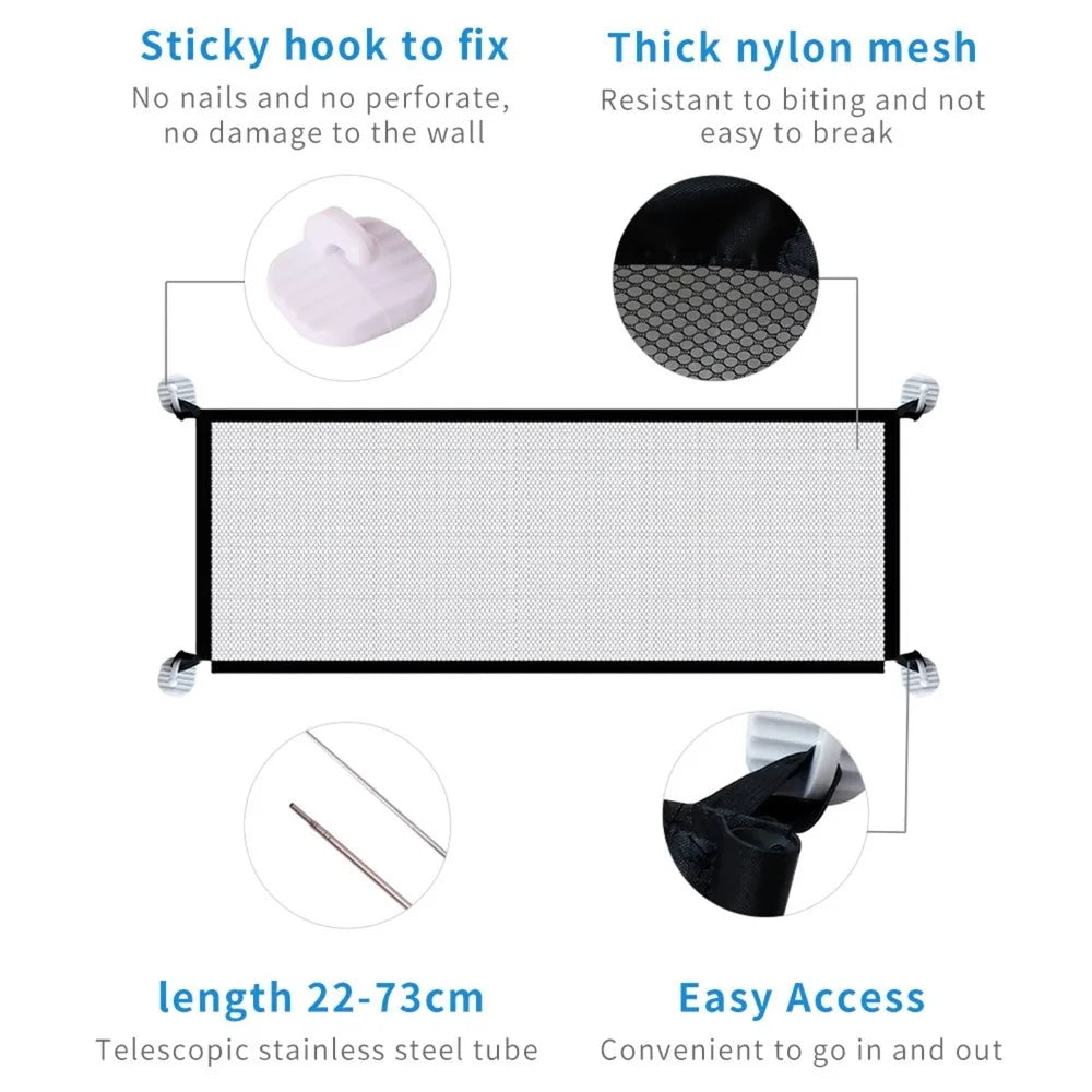 Nylon Dog Safety Gate | Punch-Free Foldable Pet Fence