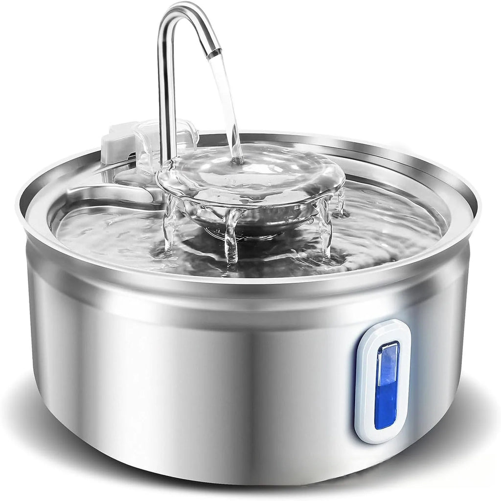 3.2L Stainless Steel Auto Pet Water Fountain with Filter Pet Water Fountain Nixie WHITE 3.2L No plug