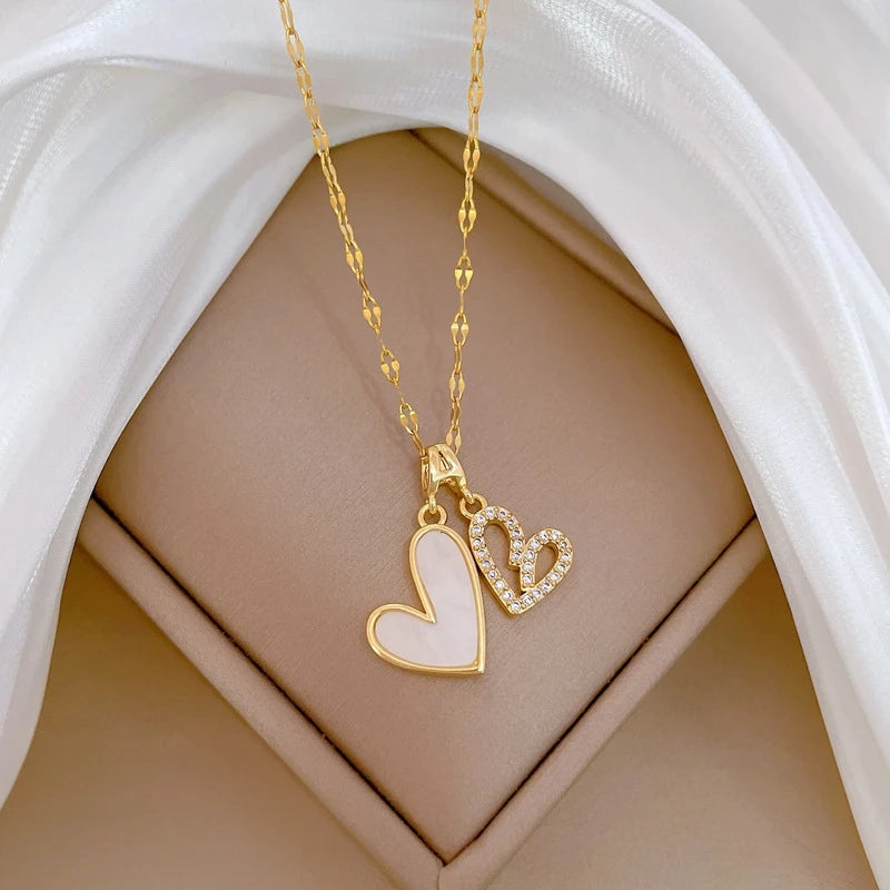 Luxury Heart Pendant Necklace – Gold Stainless Steel Choker Pendant Necklace Nixie