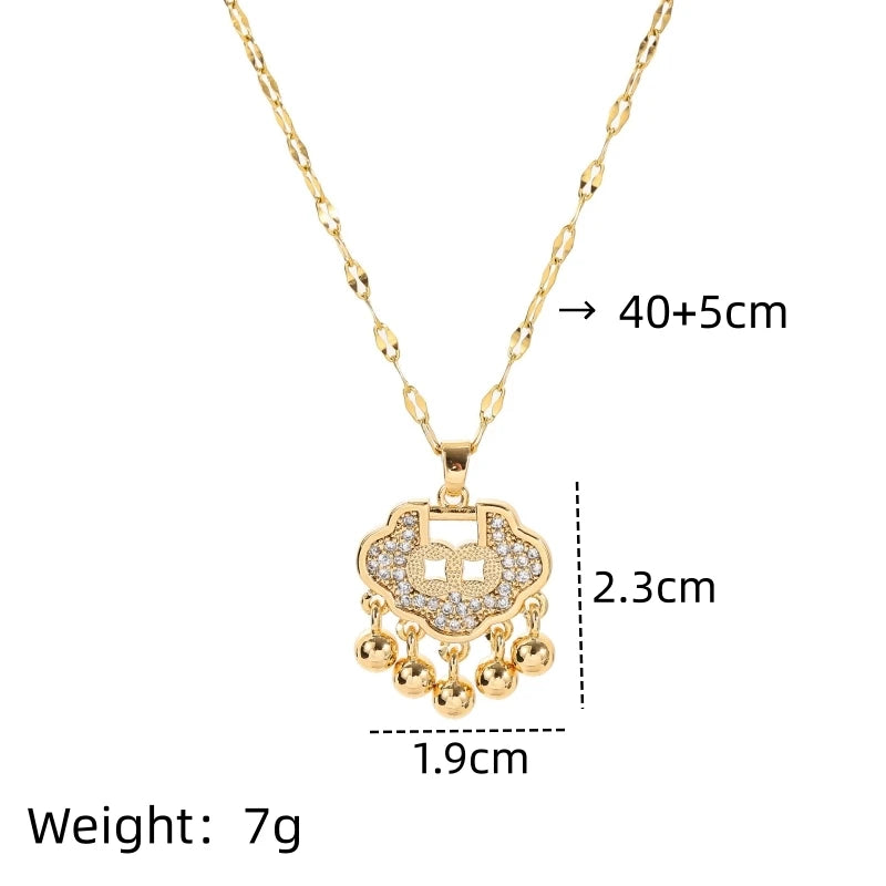 Lucky Longevity Copper & Zircon Pendant Necklace for Women Pendant Necklace Nixie