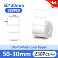 Niimbot Thermal Label Paper Round White 20-50mm | B1 B21 B203 Thermal Label Paper Nixie 50x30mm-230pcs