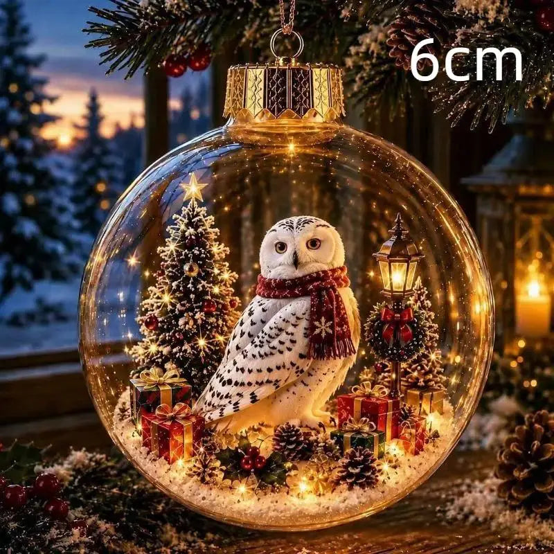 LED Luminous Christmas Crystal Ball Ornament – Santa & Snowman