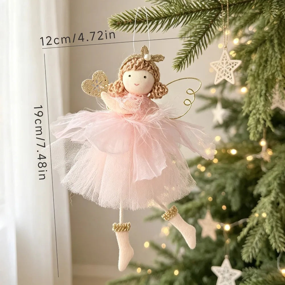 Plush Christmas Angel Ornament – Fluffy Wings Hanging Pendant Christmas Ornament Nixie Style-4