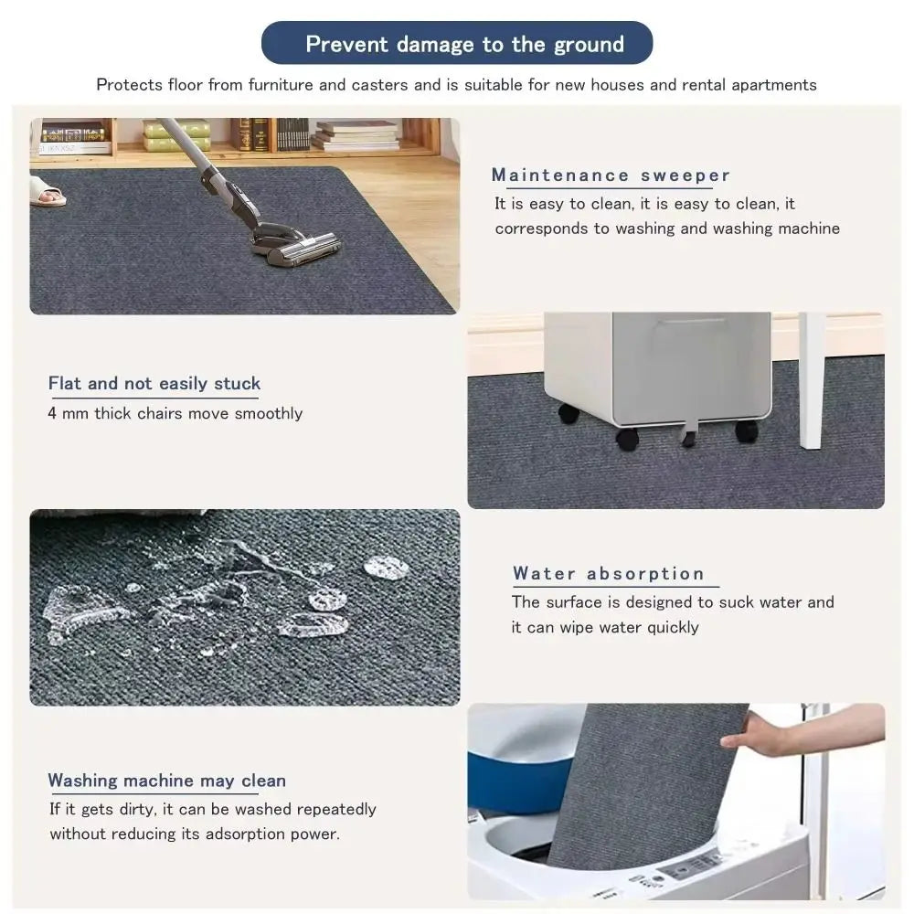 Anti-Slip Office Chair Mat – Floor Protection Pad 90x120cm Office Chair Mat Nixie