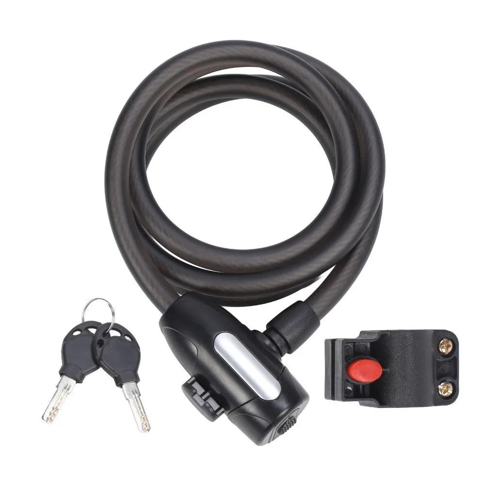 Coiled Bike Cable Lock PVC & Steel, Matte Black, 2 Keys – 4.9ft Bike Cable Lock Nixie 1.5 Meters - 4.9ft