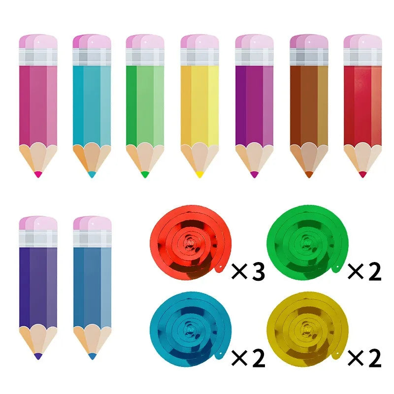 48pcs Colorful Pencil Swirl Decorations – Classroom & Party Party Swirl Decorations Nixie
