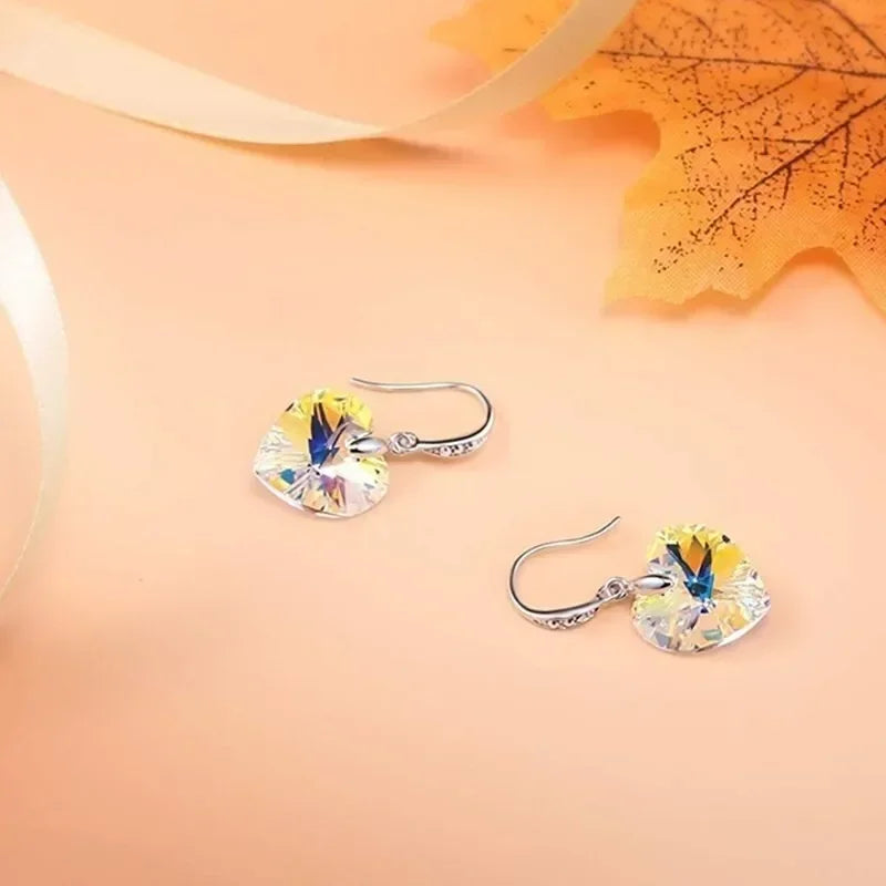 Heart Crystal Dangle Earrings – Zinc Alloy Hypoallergenic Dangle Earrings Nixie