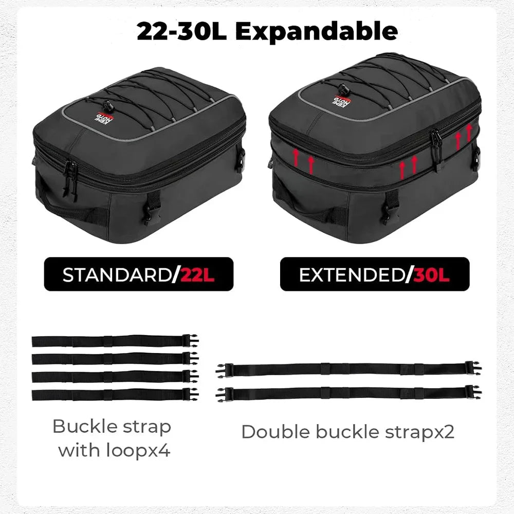 KEMITOUR 22L-30L Waterproof Motorcycle Tail Bag + Rain Cover Motorcycle Tail Bag Nixie