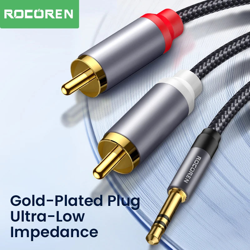 Rocoren 3.5mm to 2 RCA Audio Cable HiFi Stereo Splitter Audio Splitter Cable Nixie