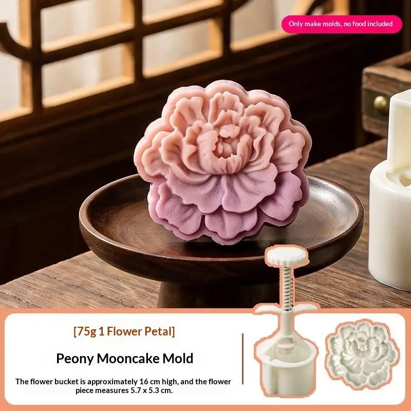 75g Mooncake Mold – 3D Peony Flower Press for DIY Baking Pastry Baking Mold Nixie 1