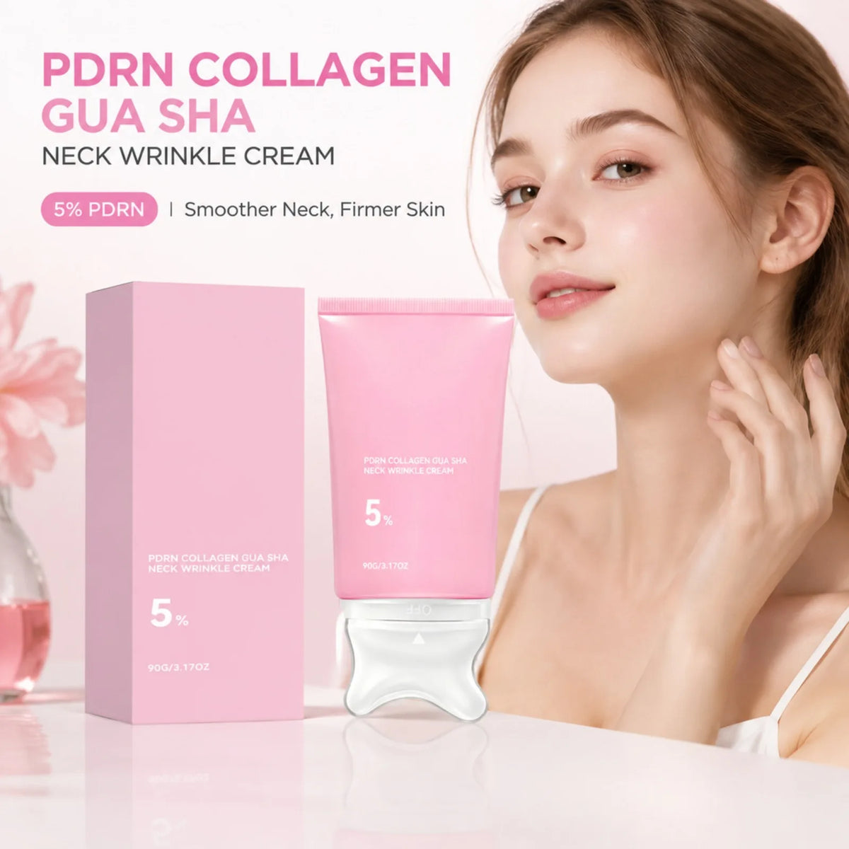 PDRN Collagen Gua Sha Neck Cream – Firming & Hydrating 90g Neck Firming Cream Nixie