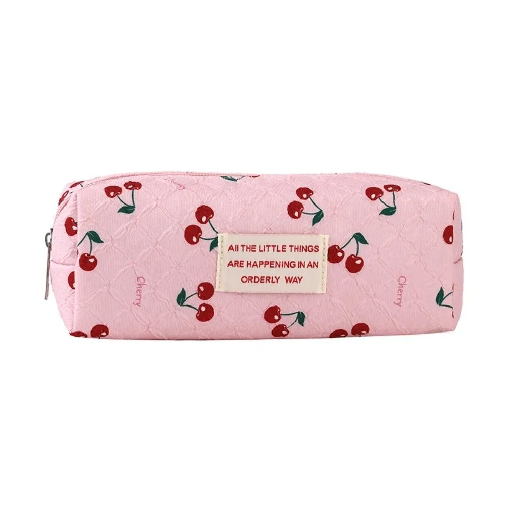 Korean Cherry Print Pencil Case – Large Capacity Pen Bag Pencil Case Nixie