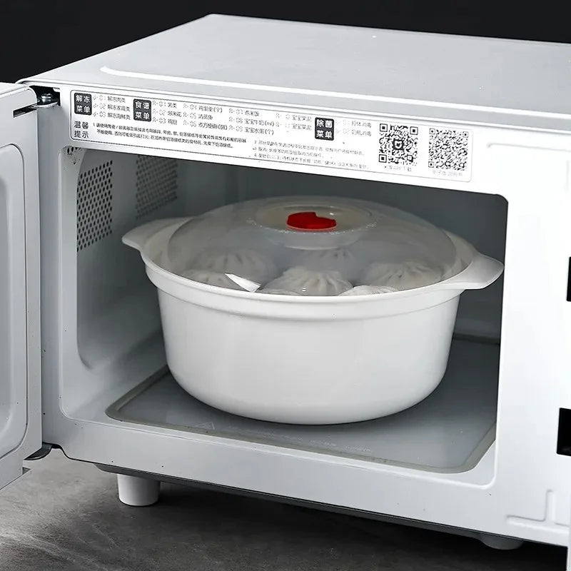 3-Piece Microwave Safe Steamer Bento Lunch Box Set with Lid Microwave Steamer Set Nixie
