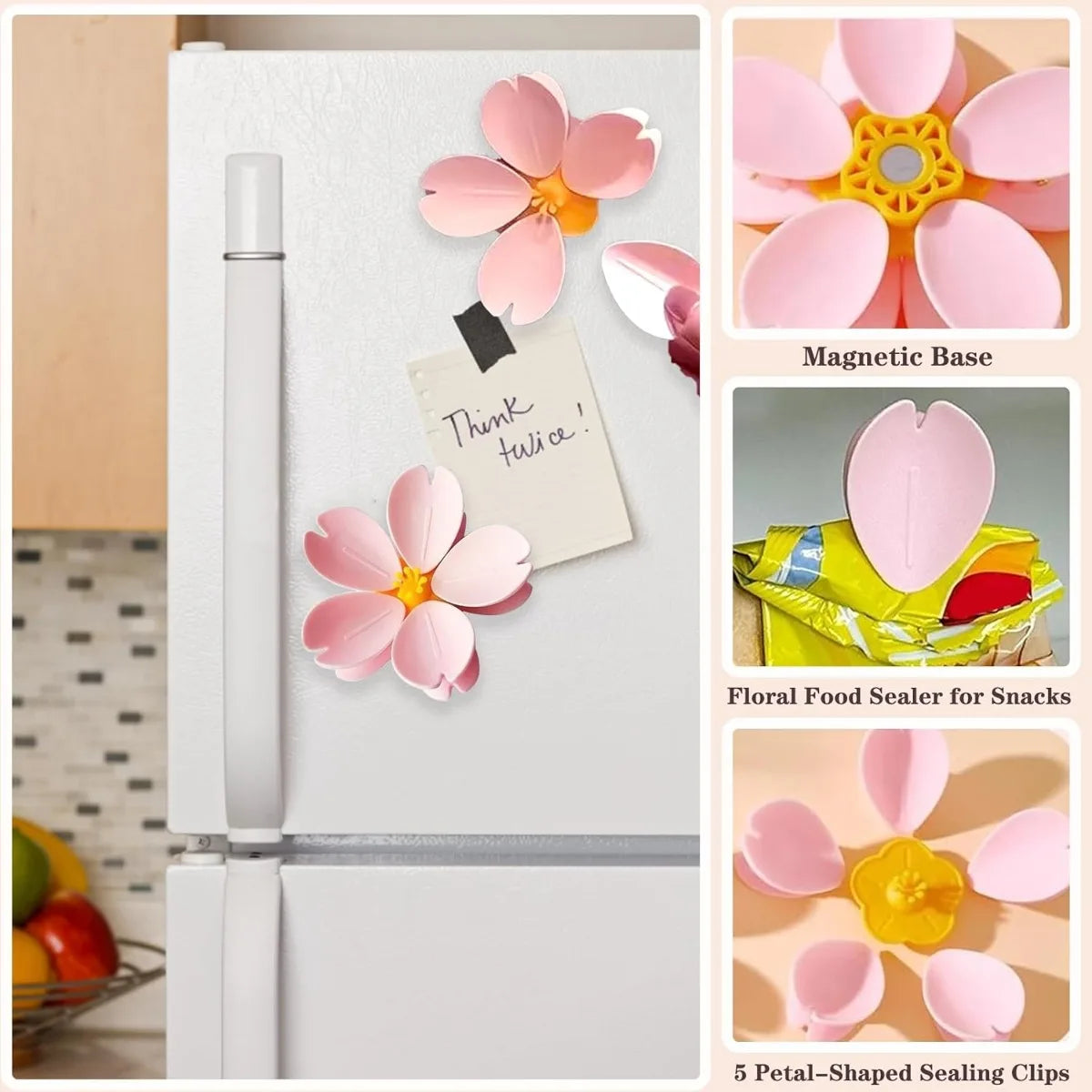 Sakura Magnetic Fridge Clip – Flower Food Bag Sealer Magnet Magnetic Bag Clip Nixie