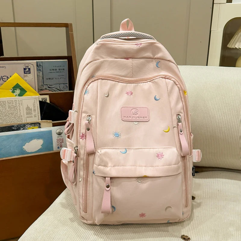 Embroidered Large Capacity Nylon School Backpack School Backpack Nixie