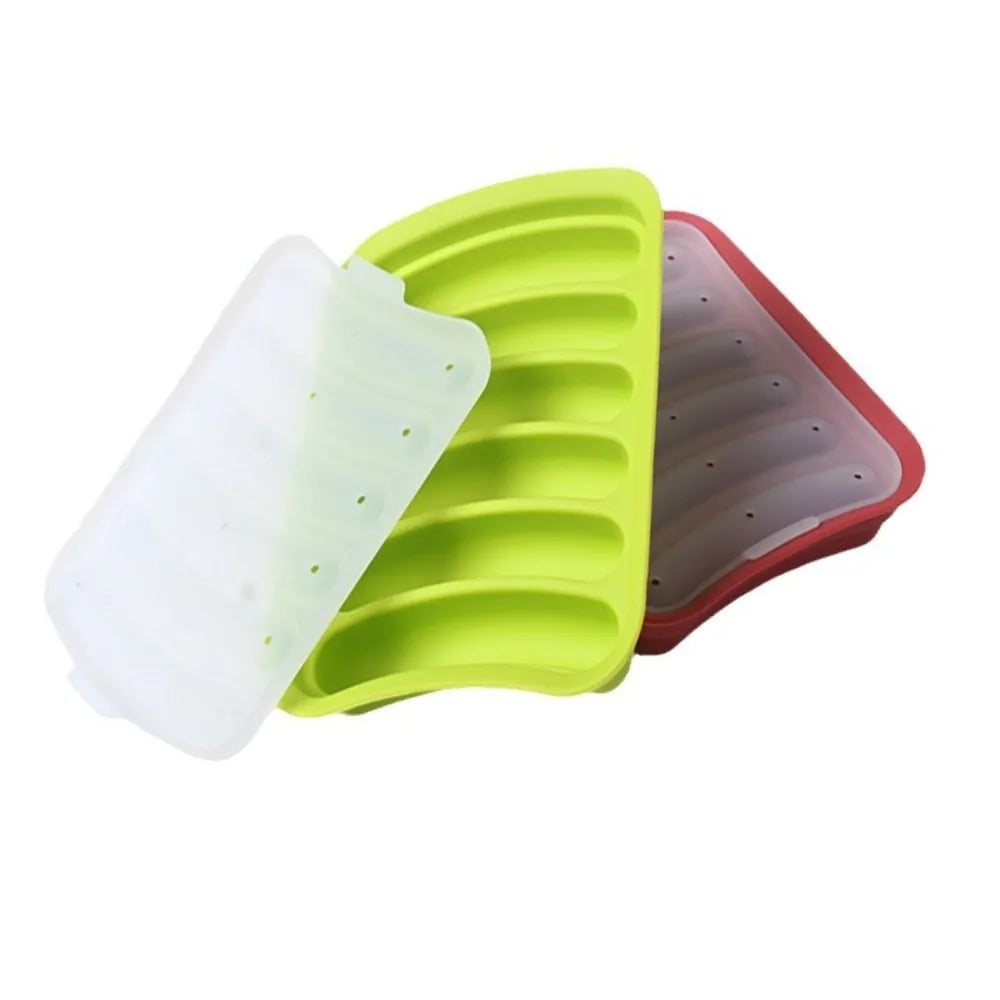 6-Cavity Silicone Sausage Mold with Lid – DIY Baking Tray Silicone Baking Mold Nixie