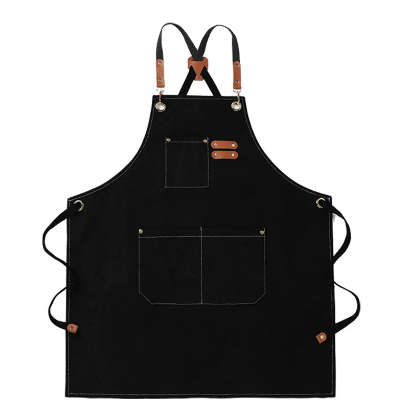 Canvas Apron with Tool Pockets – Oil-Proof Kitchen Apron Kitchen Canvas Apron Nixie Black A
