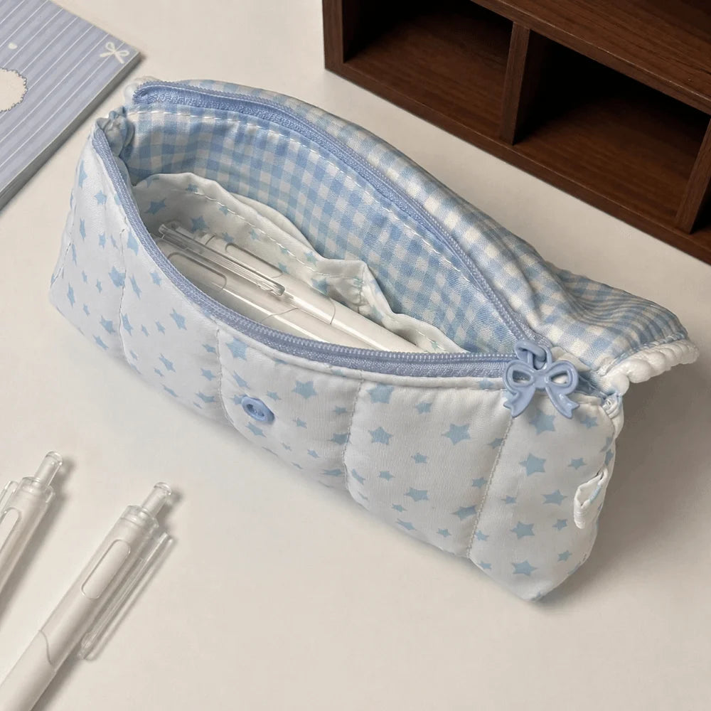 Kawaii Quilted Bunny Pencil Case – Large Flip-Top Pouch Pencil Case Nixie