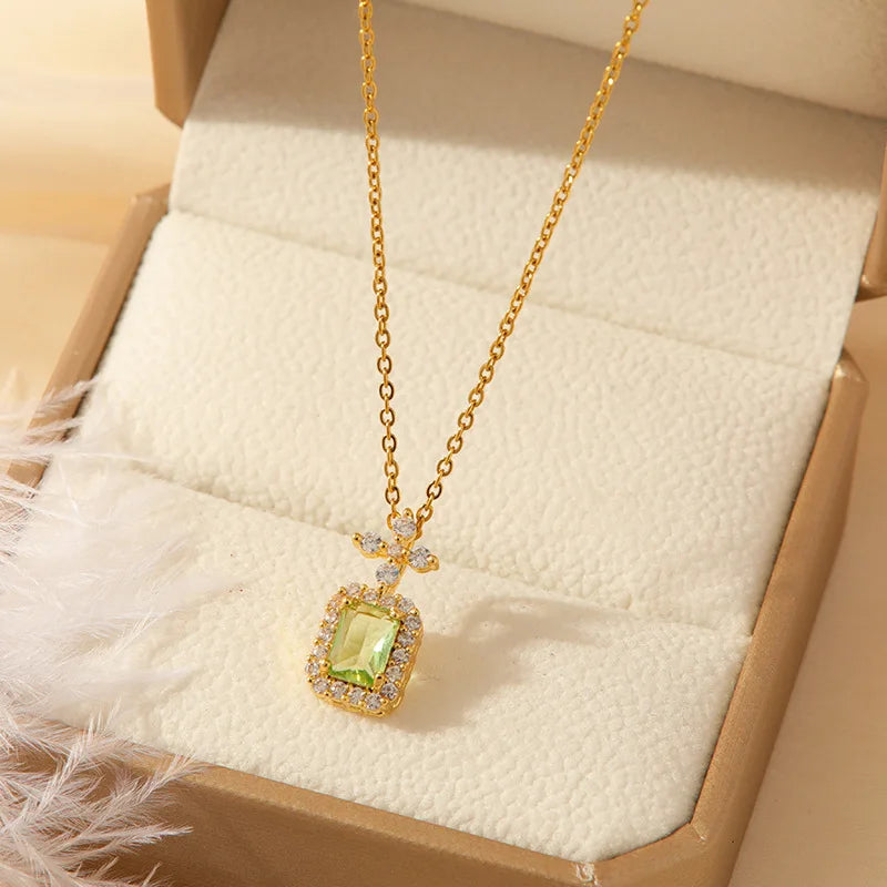 Blue Zircon Gold-Plated Copper Pendant Necklace for Women Pendant Necklace Nixie XL1383-01 40cm
