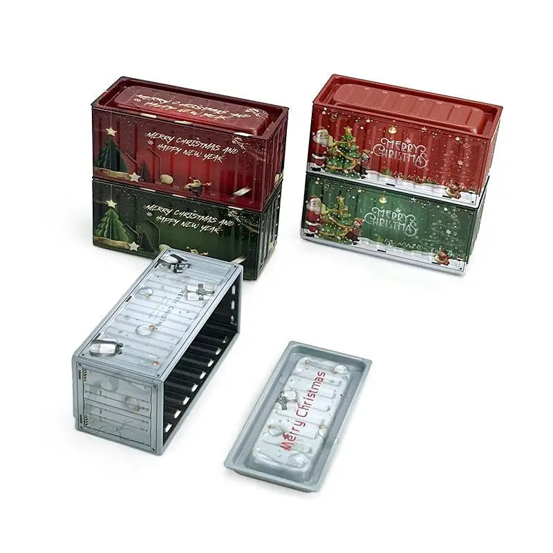 Christmas Tin Storage Box – Vintage Festive Metal Organizer Holiday Tin Storage Box Nixie