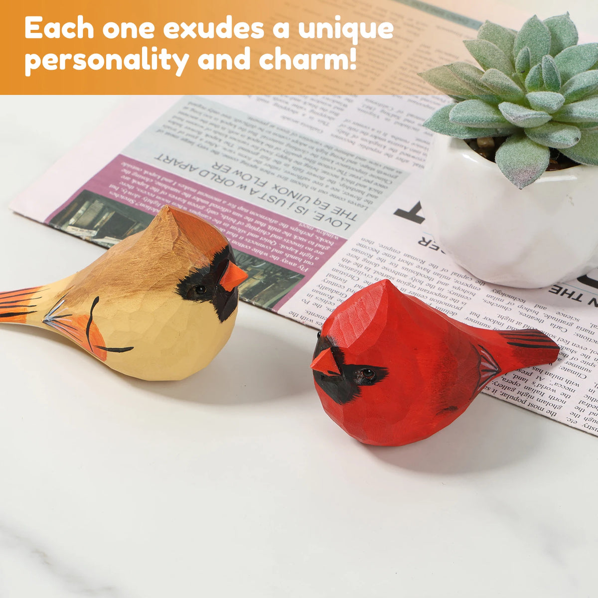 Hand-Carved Wooden Bird Sculpture Set – Artisan Décor Statues Wood Bird Sculpture Nixie