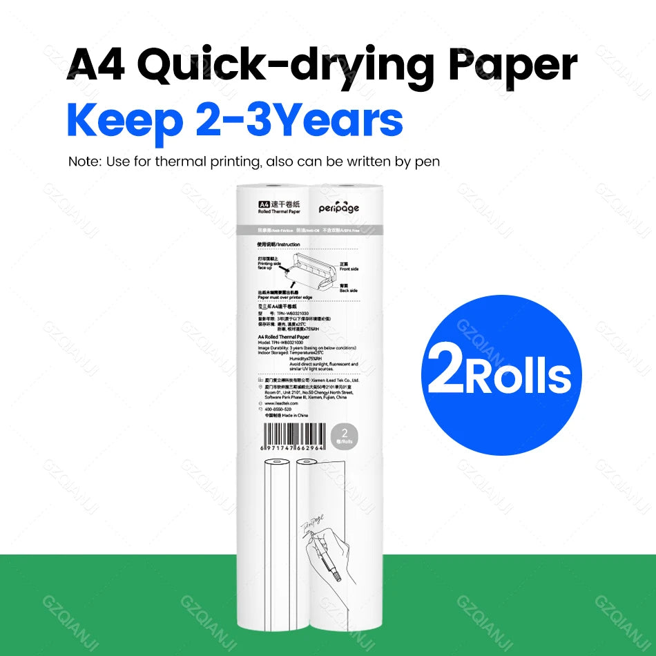 PeriPage A40 Folded A4 Thermal Paper 100 Sheets – BPA-Free Thermal Printer Paper Nixie 2-3Y Paper 2Rolls