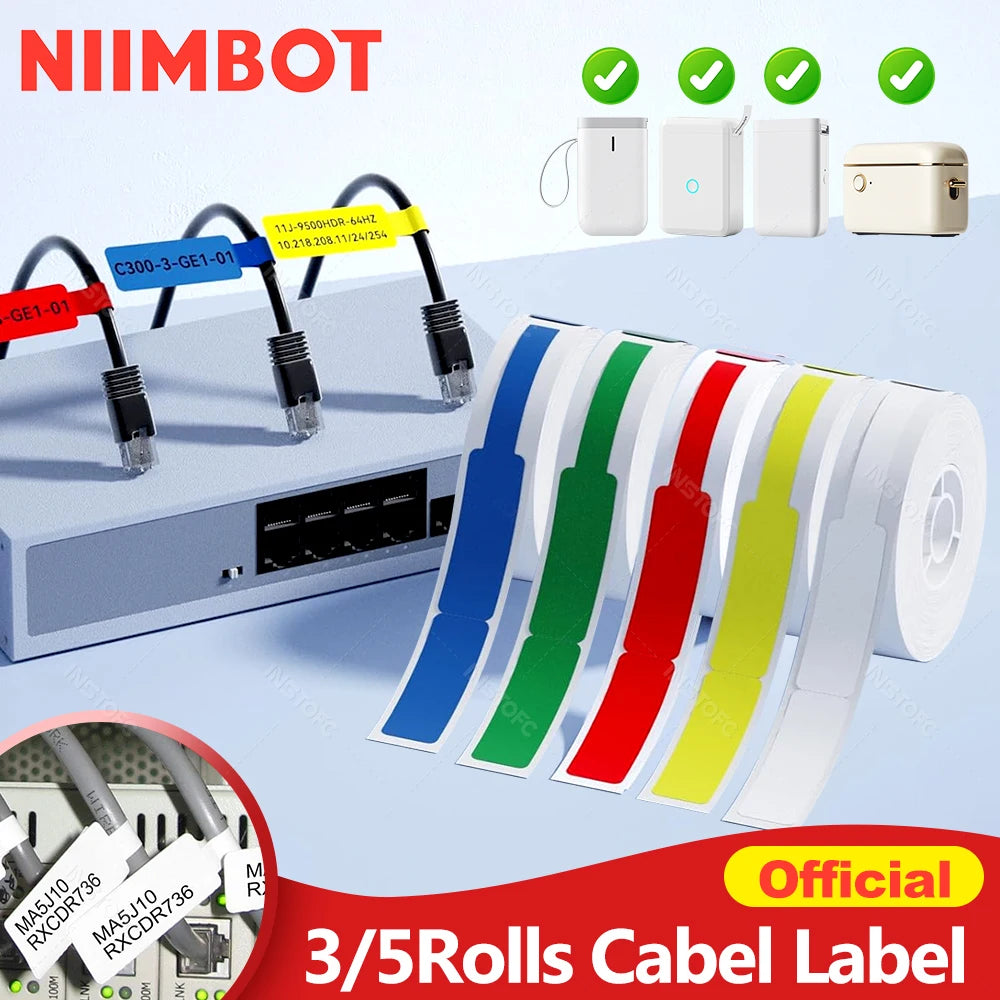 Niimbot Thermal Cable Label Stickers – Waterproof Self-Adhesive Tags Thermal Label Stickers Nixie