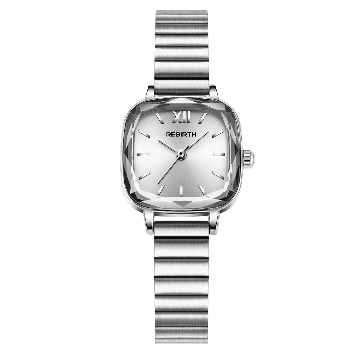 REBIRTH Women's Small Square Quartz Watch – Minimalist Style Women's Quartz Watch Nixie WHITE