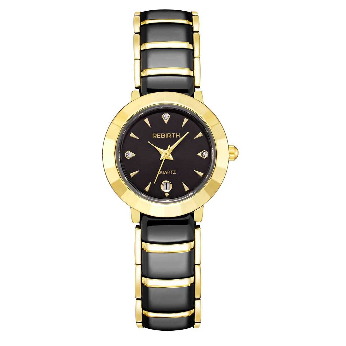 REBIRTH Women's Elegant Quartz Watch with Calendar Display Women's Quartz Watch Nixie black