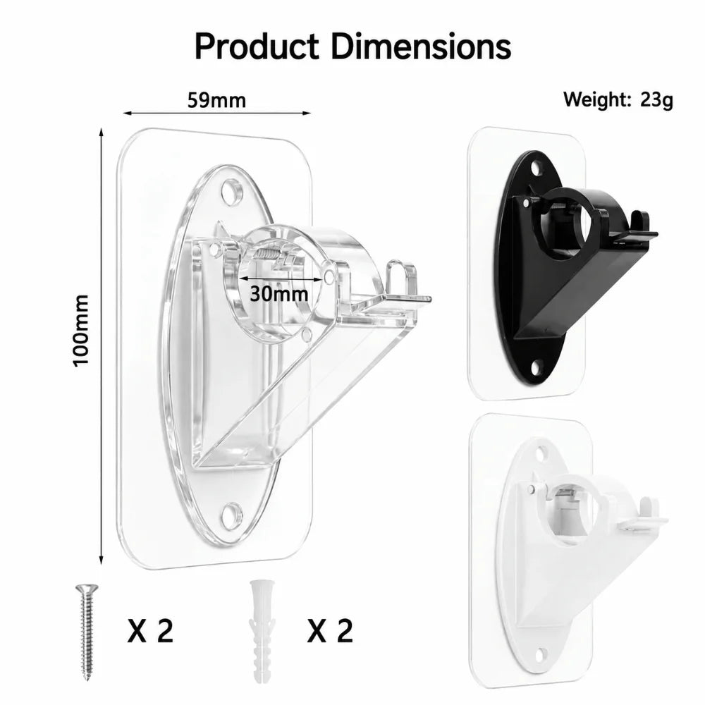 No-Drill Curtain Rod Brackets – Adhesive & Screw Dual Use 2pcs Curtain Rod Brackets Nixie
